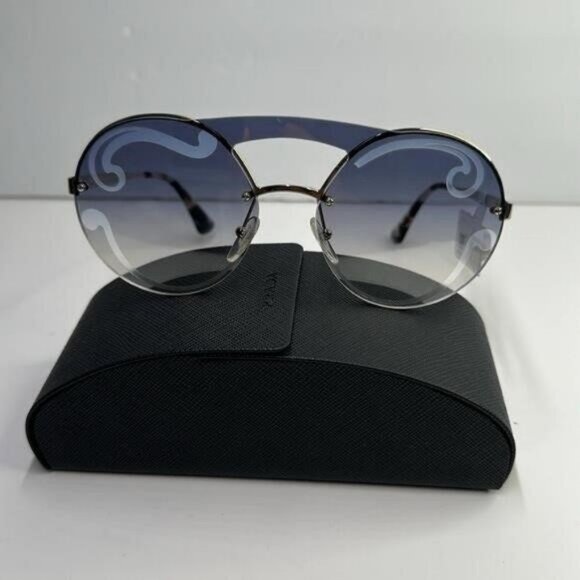 New Authentic Prada Gray and Gold Geometric Sunglasses - Picture 6 of 13